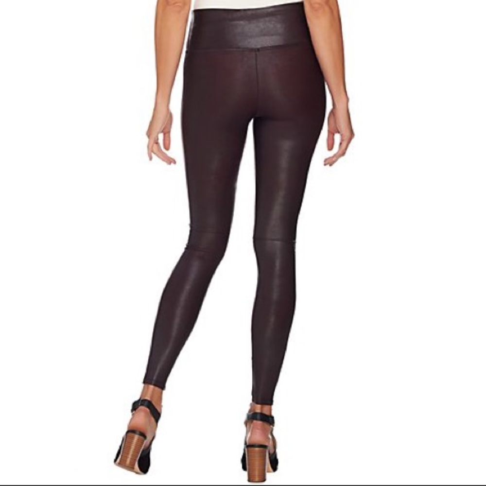 Spanx Faux Leather Leggings Wine Large Used